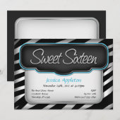 ユニークなゼブラ柄の「スイート16」招待状 招待状 (正面/裏面)