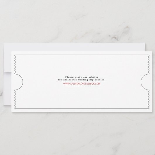 ユニークなチケットのパンチカードの茶長さの招待状 招待状 (裏面)