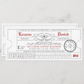 ユニークなチケットのパンチカードの茶長さの招待状 招待状 (正面/裏面)