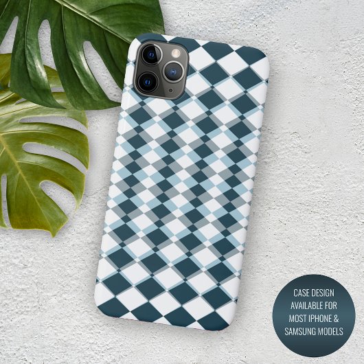 ユニークなティールブルーグレー正方形モザイクアートパターン Case-Mate iPhoneケース