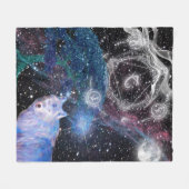 ユニークなデザインの超現実的なウルフアート フリースブランケット (正面(横))