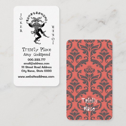 ユニークなトランプのジョーカーデザイン名刺　米スタンダード 8.89cm x 5.08cm名刺 名刺 (正面/裏面)