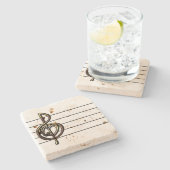 ユニークなト音記号音楽スタッフPersonalizable ストーンコースター (横)