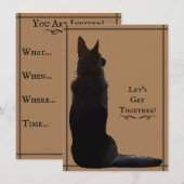 ユニークなドイツシェパードのシルエット 招待状 (正面/裏面)