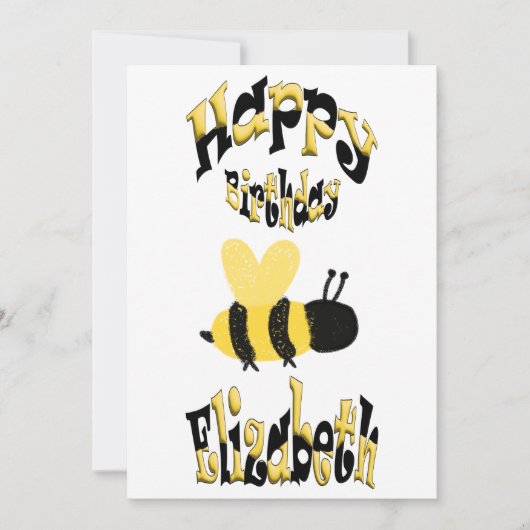 ユニークなハチの落書き 誕生日おめでとうオリジナルイラスト 招待状 (正面)