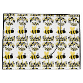 ユニークなハチの落書き 誕生日プレゼント ラージペーパーバッグ (裏面)