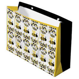 ユニークなハチの落書き 誕生日プレゼント ラージペーパーバッグ