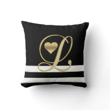 ユニークなハートのモノグラムの金ゴールドのイニシャル黒か白