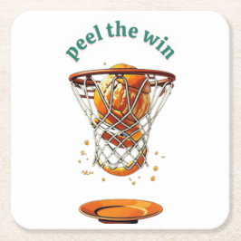 ユニークなバスケットボールファンへのギフト「Peel the Win」 スクエアペーパーコースター