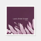 ユニークなバーガンディ ビッグリーフ ブライダルシャワー スタンダードカクテルナプキン (正面)