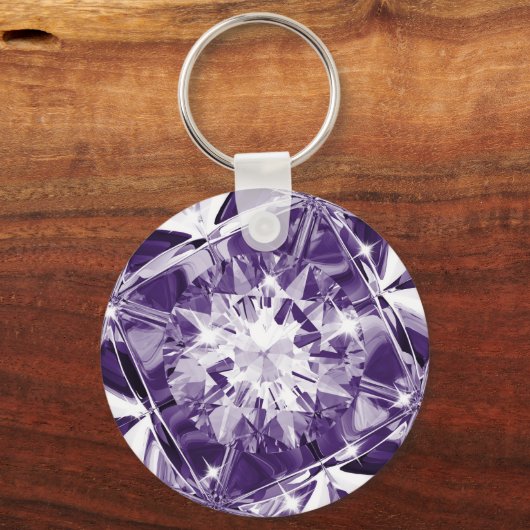 ユニークなパープルダイヤモンドカスタムネームユニーク キーホルダー (正面)