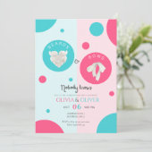 ユニークなヒゲまたはリボンを使った性別発表パーティー 招待状 (スタンド正面)