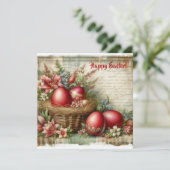 ユニークなビンテージのイースターエッグと春の花のカード シーズンカード (スタンド正面)