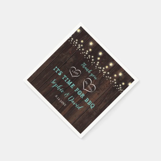 ユニークなビンテージのストリングライト オールドバーン 私も結婚する スタンダードカクテルナプキン (角)