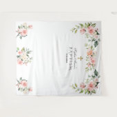 ユニークなピンクのブッシュ フラワー 洗礼 フォトプロップ タペストリー (正面(横))