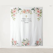 ユニークなピンクのブッシュ フラワー 洗礼 フォトプロップ タペストリー (正面)