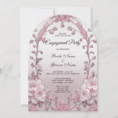 ユニークなピンクの花のエンゲージメント招待状 招待状 (正面)
