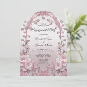 ユニークなピンクの花のエンゲージメント招待状 招待状 (スタンド正面)