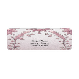 ユニークなピンクの花柄の差出人ラベル ラベル