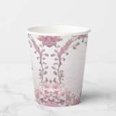 ユニークなピンクの花柄紙コップ 紙コップ (裏面)