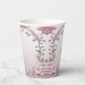 ユニークなピンクの花柄紙コップ 紙コップ (正面)