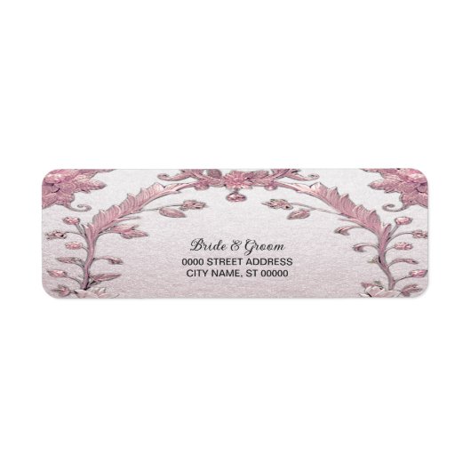 ユニークなピンクの花柄 返送先ラベル ラベル (正面)