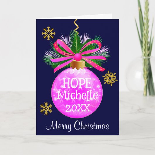 ユニークなピンクリボンの飾り シーズンカード (正面)