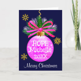 ユニークなピンクリボンの飾り シーズンカード