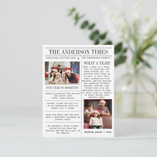 ユニークなファミリーフォト新聞クリスマス シーズンカード (スタンド正面)
