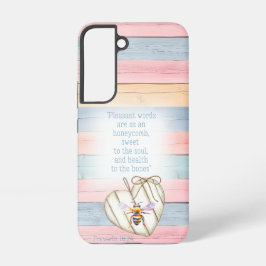 ユニークなフェイクパステルウッドハートの水彩ビー信仰 SAMSUNG GALAXY S22ケース