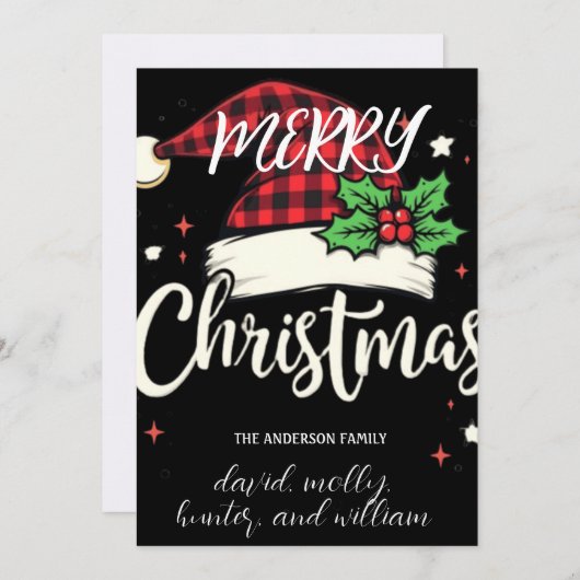 ユニークなフェスティブサンタの帽子クリスマスパーティー招待状 招待状 (正面/裏面)