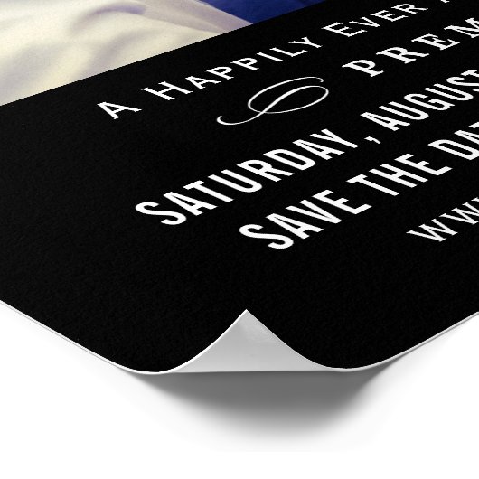 ユニークなブラックウェディングフォト セーブ・ザ・デート ムービー ポスター (角)
