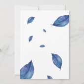 ユニークなブルーの手書き水彩ローズフラワーベビー洗礼 招待状 (裏面)