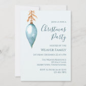 ユニークなブルーの水彩クリスマスパーティー招待状 招待状 (正面)