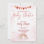 ユニークなベビーシャワー招待状 ピンク レインボー 招待状 (正面)