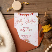 ユニークなベビーシャワー招待状 ピンク レインボー 招待状