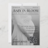 ユニークなマガジン スタイルの編集写真 ベビー シャワー 招待状 (正面)