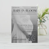 ユニークなマガジン スタイルの編集写真 ベビー シャワー 招待状 (スタンド正面)