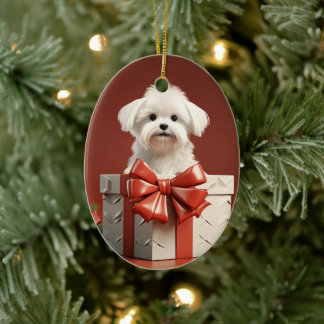 ユニークなマルタのクリスマス、犬好きのためのギフト セラミックオーナメント