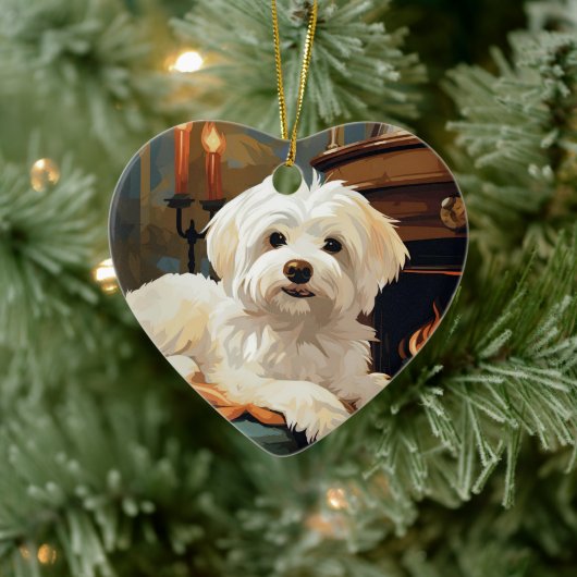 ユニークなマルタのクリスマス、犬好きのためのギフト セラミックオーナメント (ツリー)