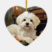 ユニークなマルタのクリスマス、犬好きのためのギフト セラミックオーナメント (正面)