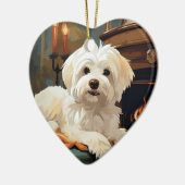 ユニークなマルタのクリスマス、犬好きのためのギフト セラミックオーナメント (左)