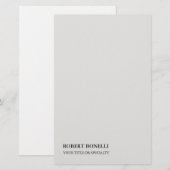 ユニークなモダン プラチナグレー スタイリッシュ ミニマリスト 便箋 (正面/裏面)