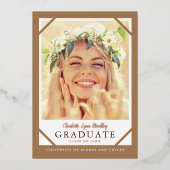 ユニークなモダン ミニマリスト卒業おめでとうカード 箔招待状 (正面)