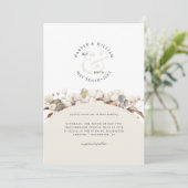 ユニークなモノグラムの現代ボヘミアンスタイルのウェディング 招待状 (スタンド正面)