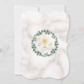 ユニークなユーカリのリース ゴールドクロス 初めての聖体拝領 招待状 (裏面)