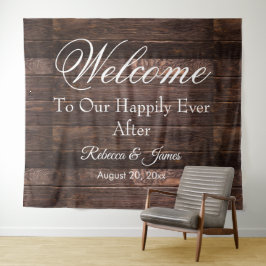 ユニークなラスティック ハッピーエバーアフター ウェディング バックドロップ タペストリー