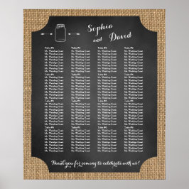 ユニークなラスティック メイソンジャー 結婚式席次表 ポスター