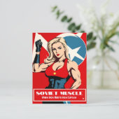 ユニークなレトロスタイルのソ連フィットネスジムユーモア ポストカード (スタンド正面)