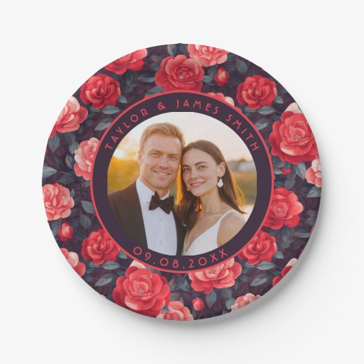 ユニークなローズ ウェディングパーティープレート 結婚式用 ペーパープレート (正面)